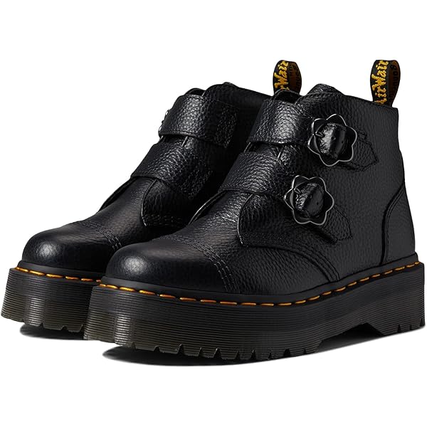 Amazon.com | Dr. Martens Devon Flower Boot, Black Milled Nappa, 6